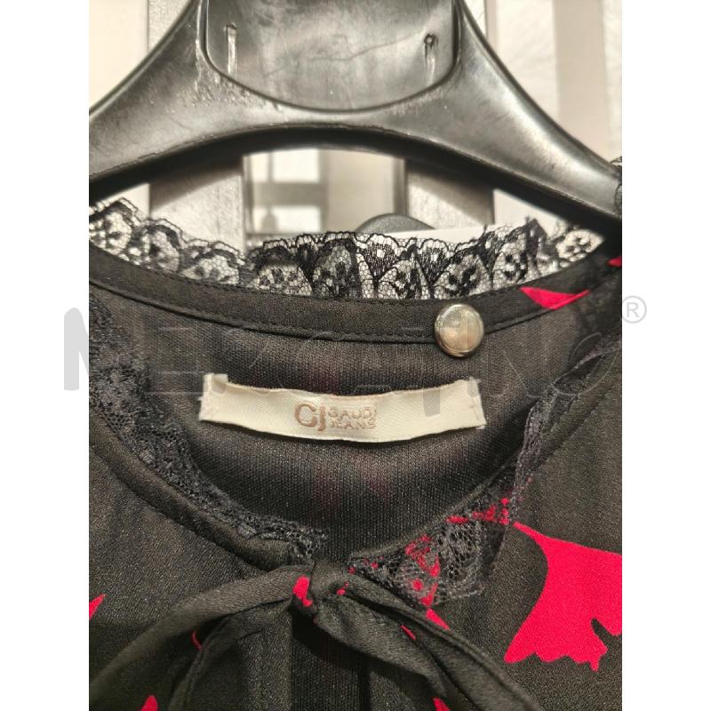 VESTITO DONNA GAUDÌ JEANS NERO FOGLIE CORALLO | Mercatino dell'Usato Campobasso 2