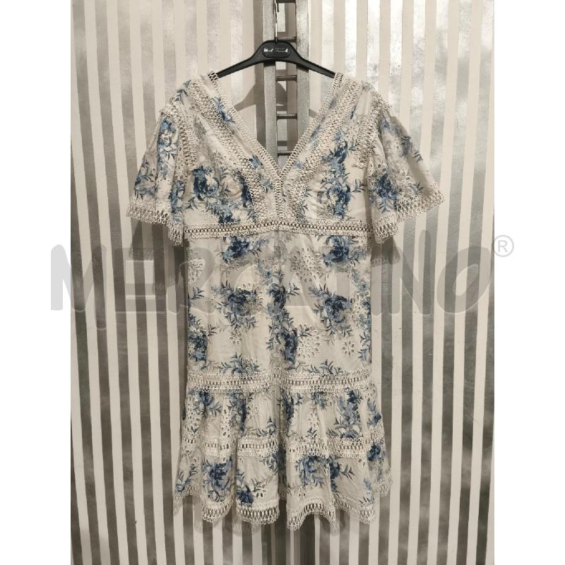 VESTITO DONNA GUESS BIANCO FIORI BLU BORDI MERLETTI | Mercatino dell'Usato Campobasso 1