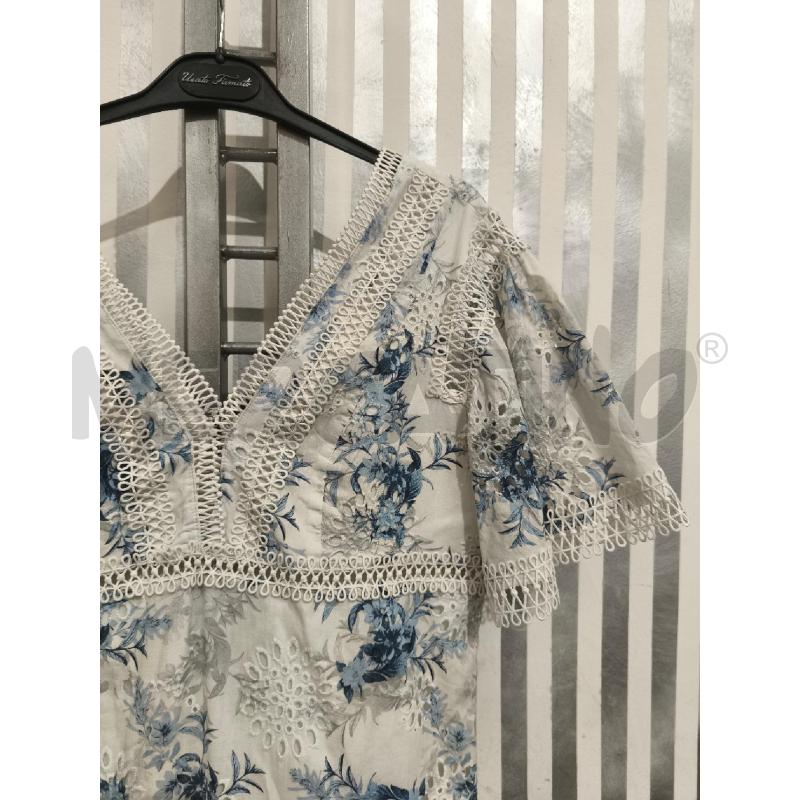 VESTITO DONNA GUESS BIANCO FIORI BLU BORDI MERLETTI | Mercatino dell'Usato Campobasso 4