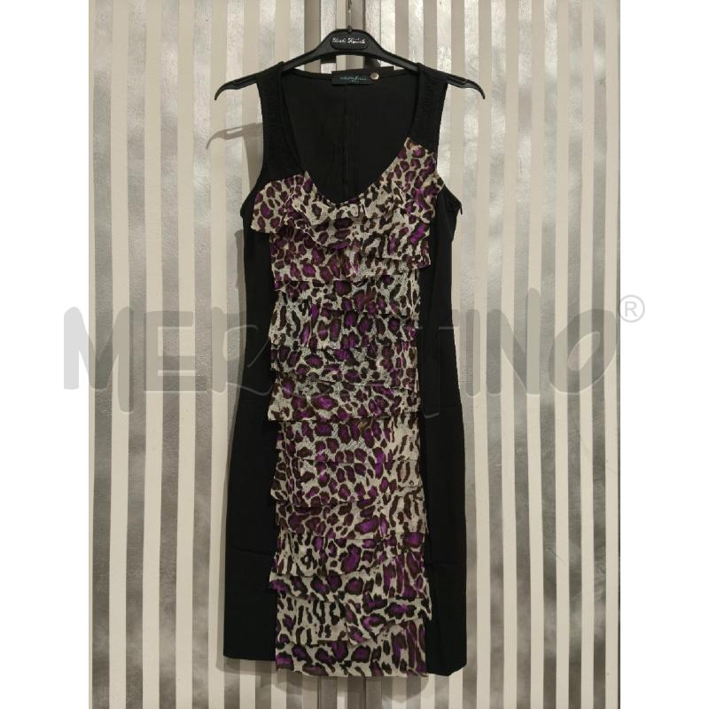 VESTITO DONNA GUESS NERO BALZE LEOPARDATE PANNA VIOLA | Mercatino dell'Usato Campobasso 1