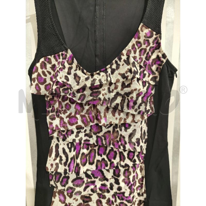 VESTITO DONNA GUESS NERO BALZE LEOPARDATE PANNA VIOLA | Mercatino dell'Usato Campobasso 3