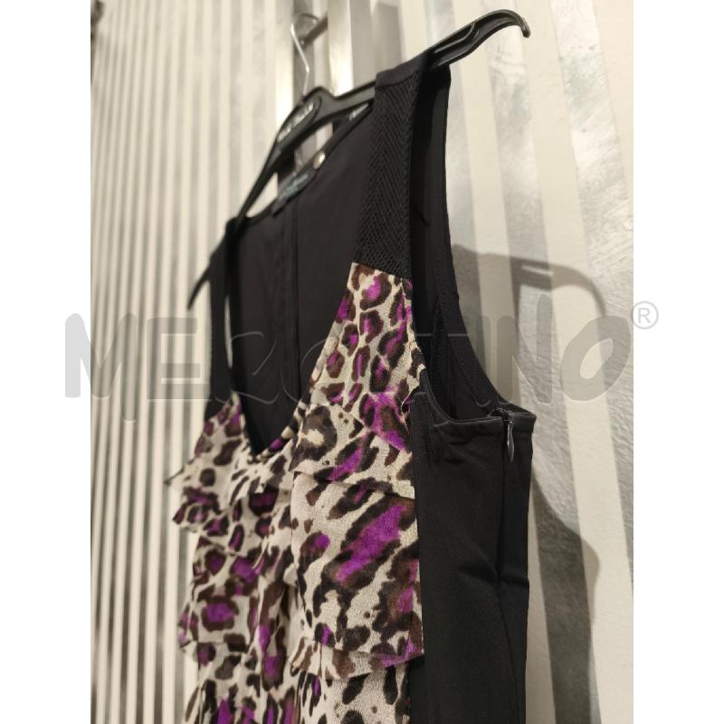 VESTITO DONNA GUESS NERO BALZE LEOPARDATE PANNA VIOLA | Mercatino dell'Usato Campobasso 4