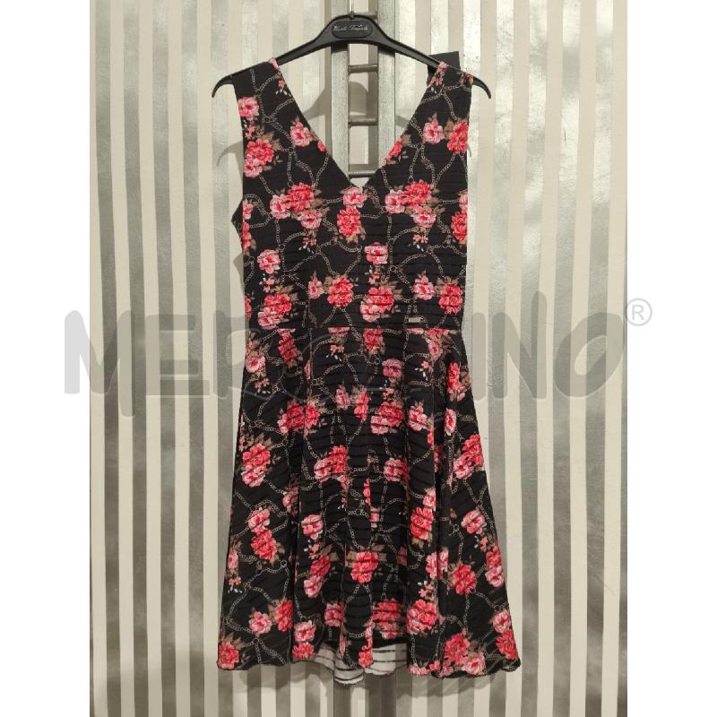 VESTITO DONNA GUESS NERO FIORI ROSA E CATENINE | Mercatino dell'Usato Campobasso 1