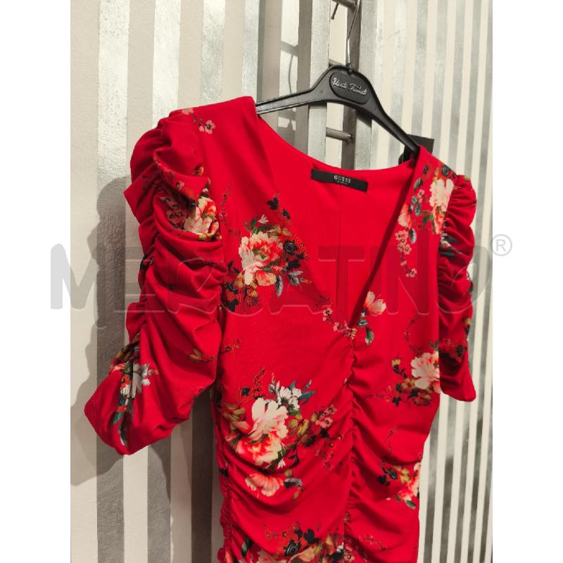 VESTITO DONNA GUESS ROSSO A FIORI CON ARRICCIATURE | Mercatino dell'Usato Campobasso 3