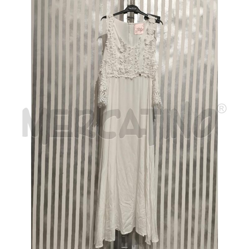 VESTITO DONNA LAFTY LIE BIANCO MANICHE FIORE | Mercatino dell'Usato Campobasso 1