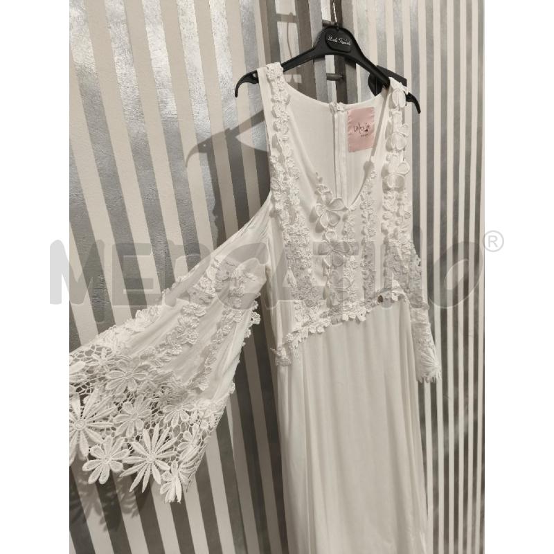 VESTITO DONNA LAFTY LIE BIANCO MANICHE FIORE | Mercatino dell'Usato Campobasso 2