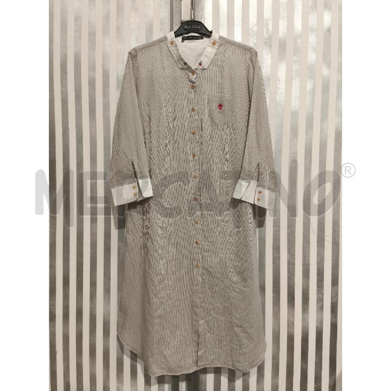 VESTITO DONNA LE JEAN DE MARITHÈ + FRANCOIS GIRBAUD CHEMISIER A RIGHE BEIGE | Mercatino dell'Usato Campobasso 1
