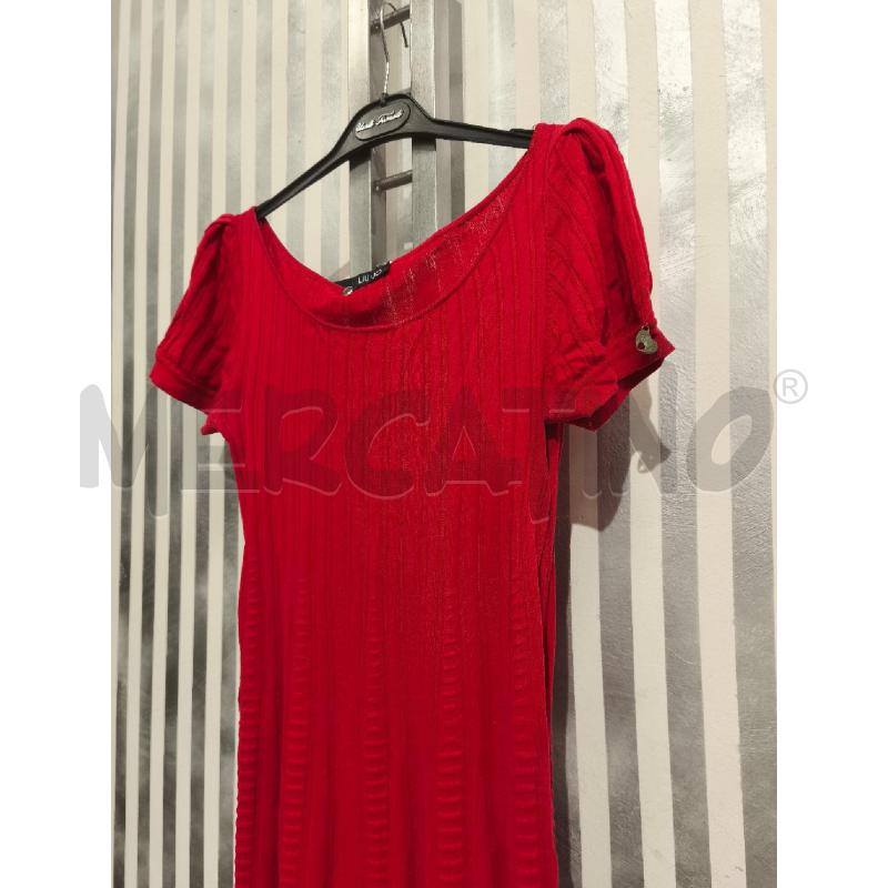 VESTITO DONNA LIU JO ROSSO MANICHE CORTE A COSTINE | Mercatino dell'Usato Campobasso 4