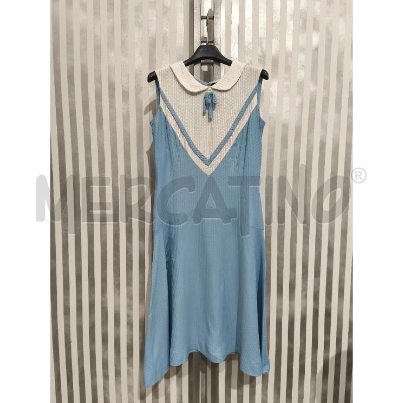 VESTITO DONNA LUCYSTYL ANNI 70 CELESTE E BIANCO | Mercatino dell'Usato Campobasso 1