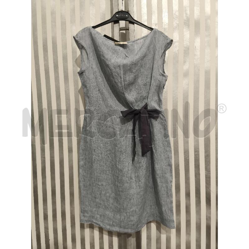 VESTITO DONNA NIU 100 LINO CELESTE FIOCCO VIOLA | Mercatino dell'Usato Campobasso 1