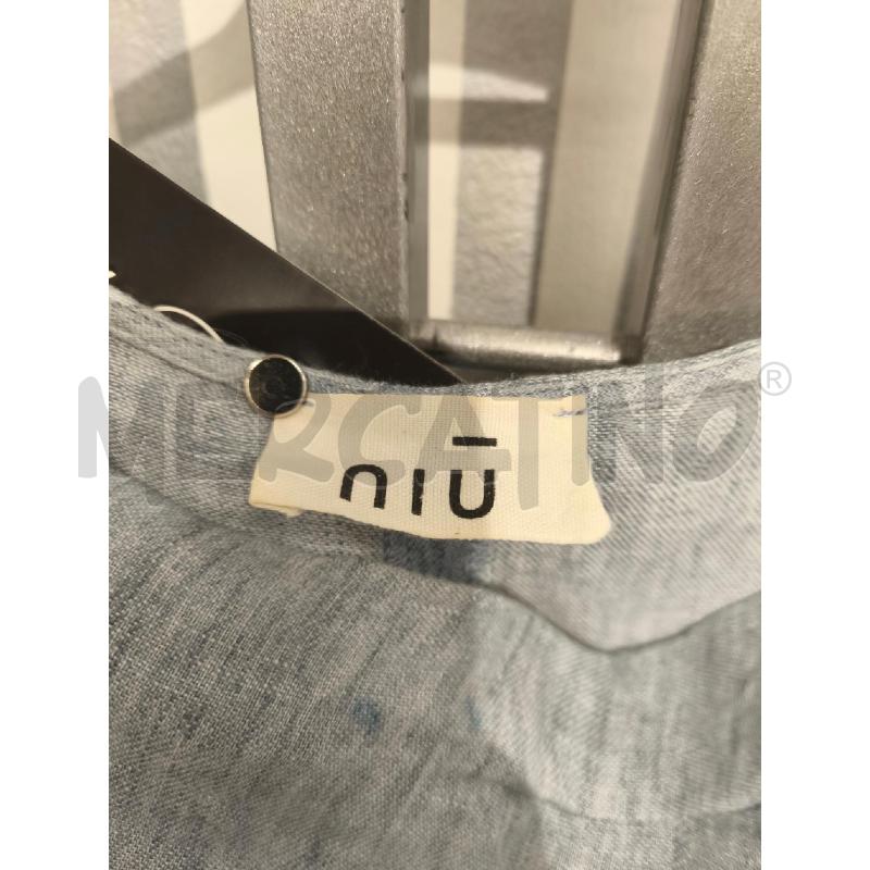 VESTITO DONNA NIU 100 LINO CELESTE FIOCCO VIOLA | Mercatino dell'Usato Campobasso 2