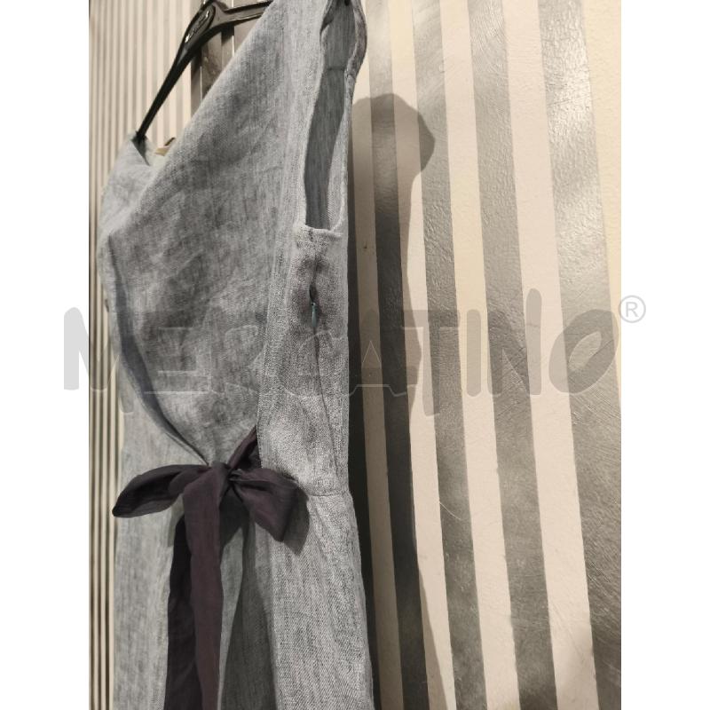 VESTITO DONNA NIU 100 LINO CELESTE FIOCCO VIOLA | Mercatino dell'Usato Campobasso 4