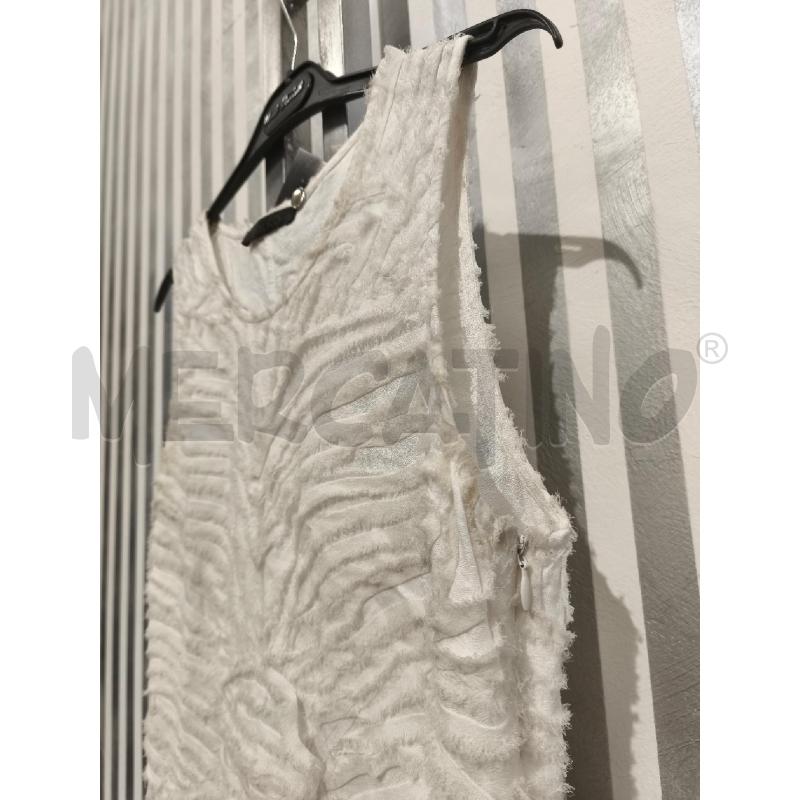 VESTITO DONNA PINKO BIANCO STRISCE SFRANGIATE PANNA | Mercatino dell'Usato Campobasso 3