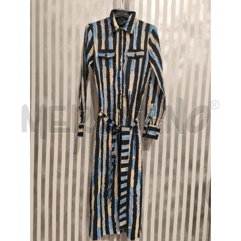 VESTITO DONNA PINKO CHEMISIER RIGHE NERE BEIGE CELESTI | Mercatino dell'Usato Campobasso 1