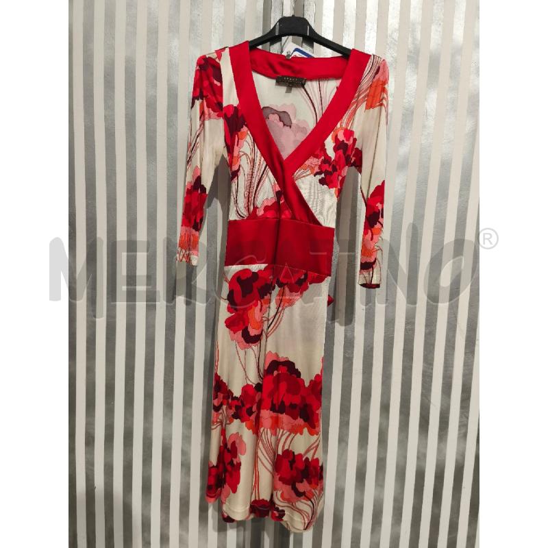 VESTITO DONNA SPACE STYLE CONCEPT PANNA E ROSSO FIORI | Mercatino dell'Usato Campobasso 1