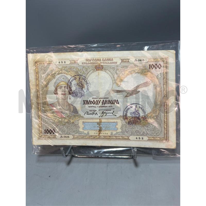 BANCONOTA 1000 DINARA 1931 | Mercatino dell'Usato San giovanni teatino 1