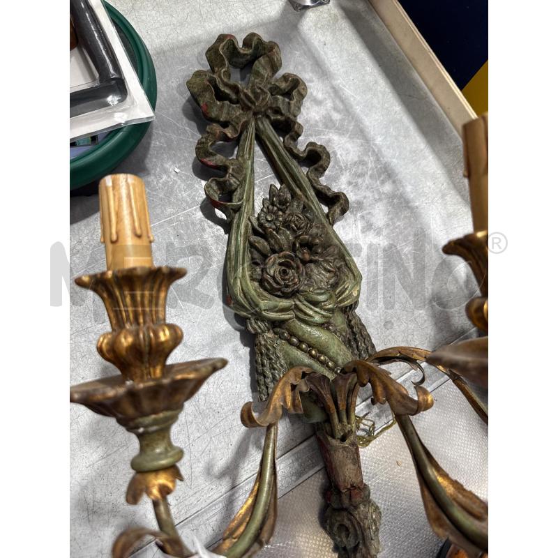 APPLIQUE LEGNO 3 LUCI VERDE ORO | Mercatino dell'Usato San giovanni teatino 2