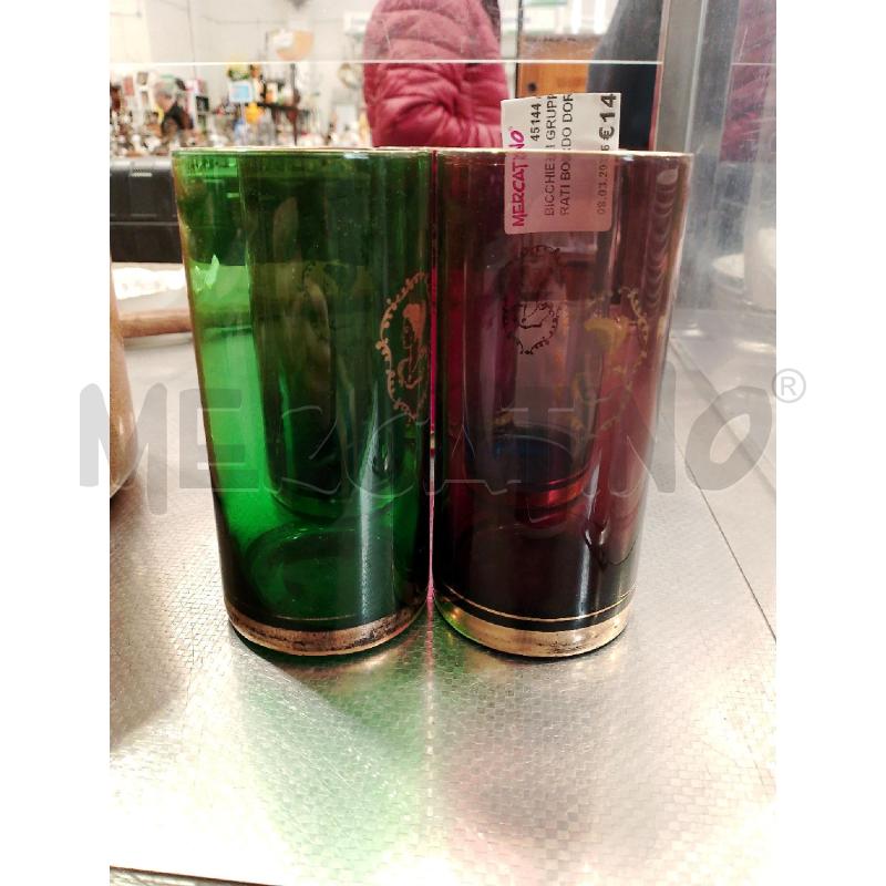 BICCHIERI GRUPPO COLORATI BORDO DORATO | Mercatino dell'Usato San giovanni teatino 1