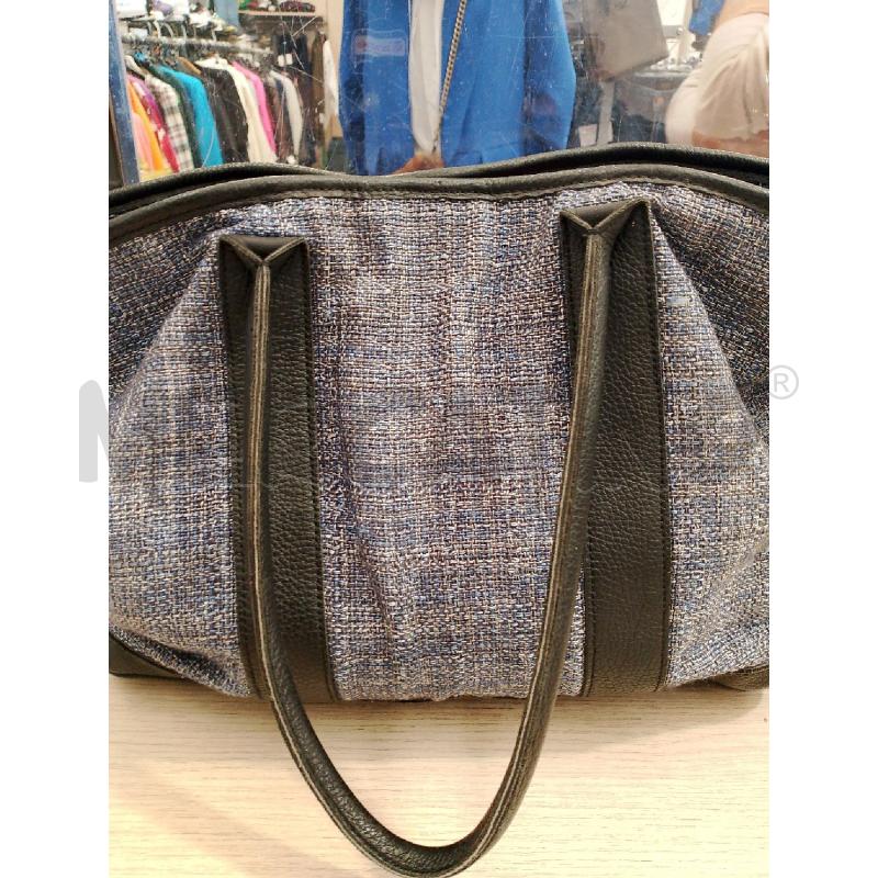 BORSA DONNA FRETTE BLU NERA DETT PELLE | Mercatino dell'Usato San giovanni teatino 2
