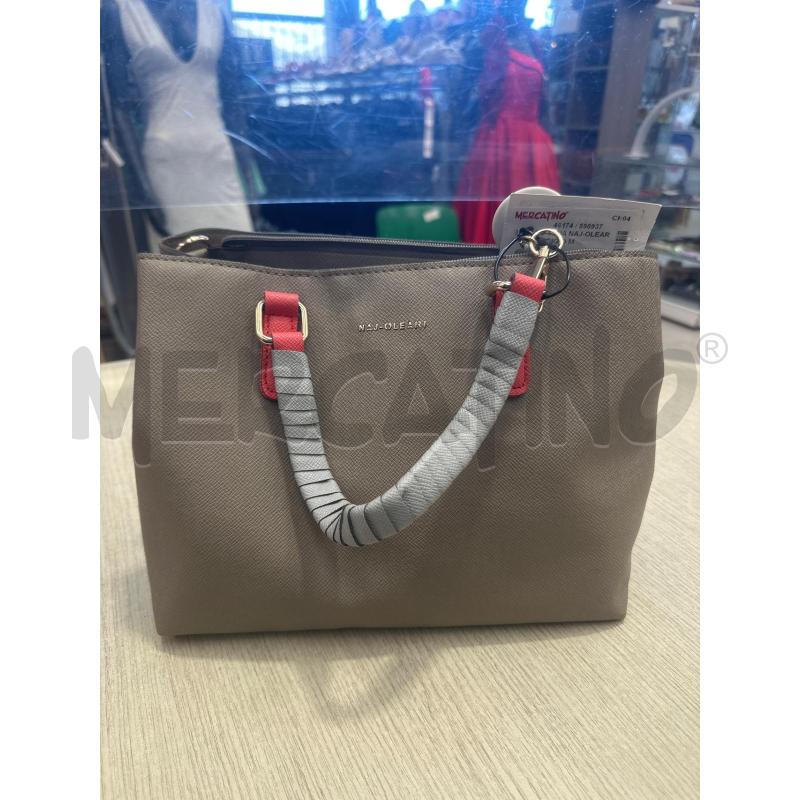 BORSA DONNA NAJ-OLEARI BEIGE GRIGIO MANICO DETT ROSSO  | Mercatino dell'Usato San giovanni teatino 1