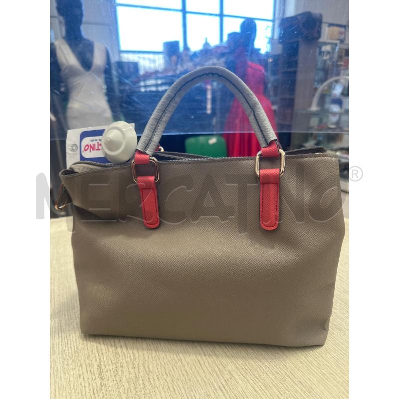 BORSA DONNA NAJ-OLEARI BEIGE GRIGIO MANICO DETT ROSSO  | Mercatino dell'Usato San giovanni teatino 2