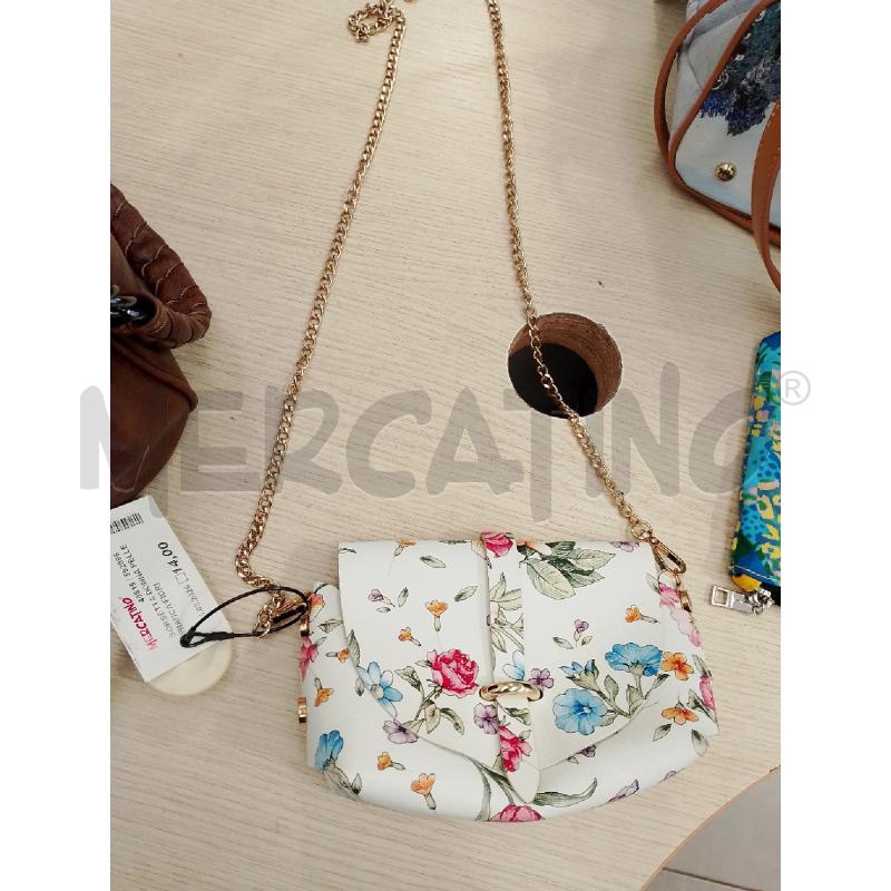 BORSETTA DONNA PELLE BIANCA FIORI | Mercatino dell'Usato San giovanni teatino 1