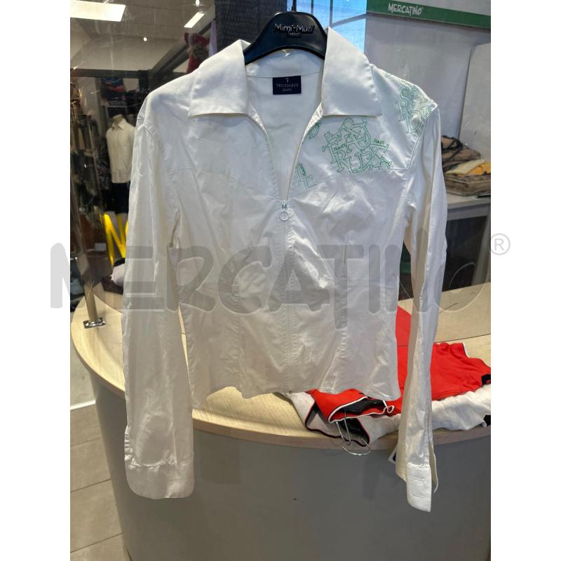 CAMICIA DONNA TRUSSARDI JEANS BIANCA ZIP | Mercatino dell'Usato San giovanni teatino 1