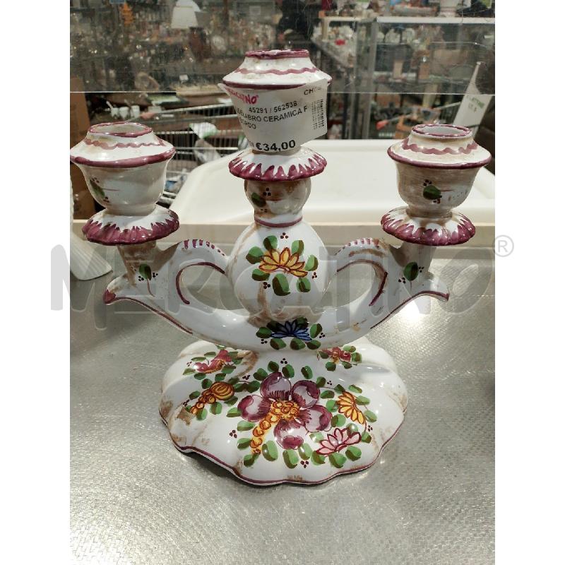 CANDELABRO CERAMICA FIORI BORDO  | Mercatino dell'Usato San giovanni teatino 1