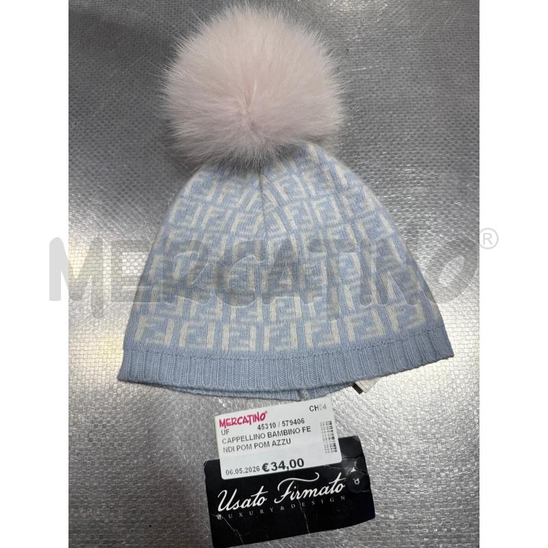 CAPPELLINO BAMBINO FENDI POM POM AZZURRO | Mercatino dell'Usato San giovanni teatino 1