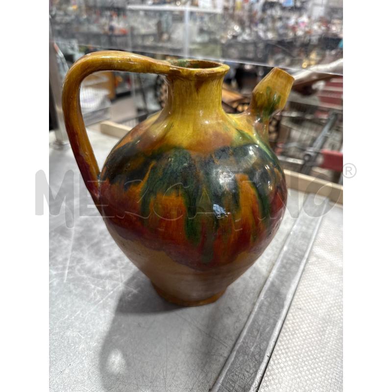 CARAFFA TERRACOTTA GIALLA DECORO VERDE E ROSSO | Mercatino dell'Usato San giovanni teatino 1