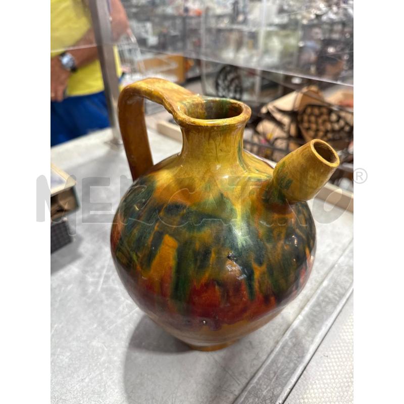 CARAFFA TERRACOTTA GIALLA DECORO VERDE E ROSSO | Mercatino dell'Usato San giovanni teatino 2