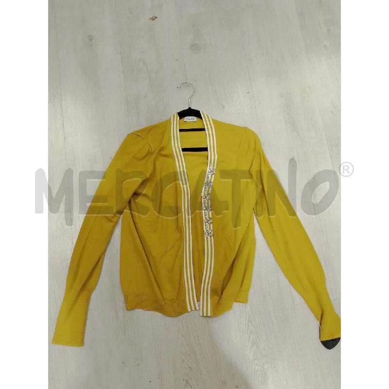 CARDIGAN DONNA LIU JO SENAPE STRISCE BIANCHE PERLINE STRASS | Mercatino dell'Usato San giovanni teatino 1