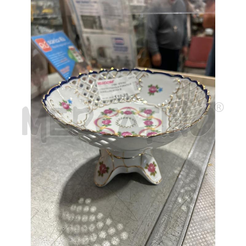 CENTROTAVOLA FORATO FIORELLINI ROSA BORDO BLU E ORO | Mercatino dell'Usato San giovanni teatino 1