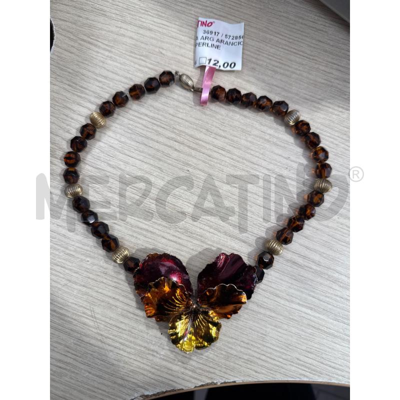 COLLANA ARG ARANCIONE GIALLA PERLINE MARRONI | Mercatino dell'Usato San giovanni teatino 1