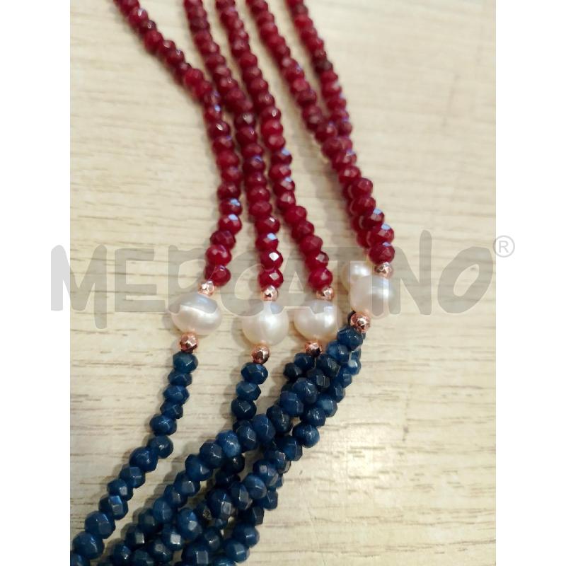 COLLANA PIETRE PERLE ARG BLU ROSSO VERDE | Mercatino dell'Usato San giovanni teatino 2