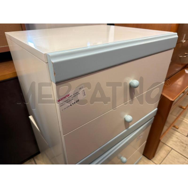 COMODINO 2 CASSETTI BIANCO CELESTE | Mercatino dell'Usato San giovanni teatino 1