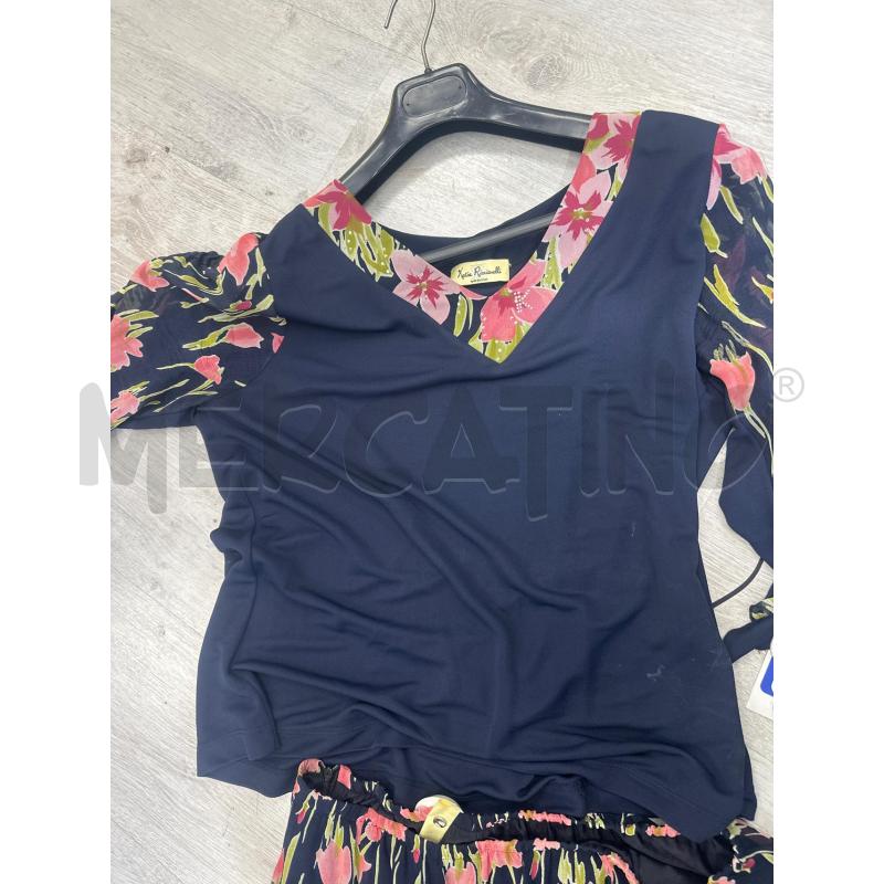 COMPLETO DONNA KATIA RICCIARELLI BLU FIORI ROSA | Mercatino dell'Usato San giovanni teatino 3