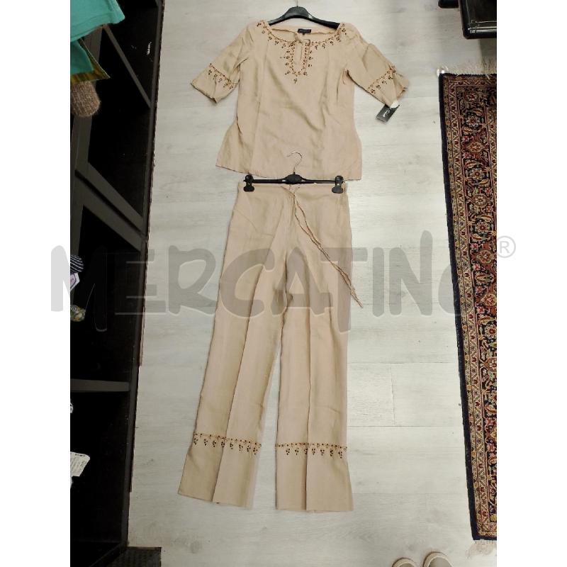 COMPLETO DONNA LUISA SPAGNOLI BEIGE LINO PERLINE  | Mercatino dell'Usato San giovanni teatino 1
