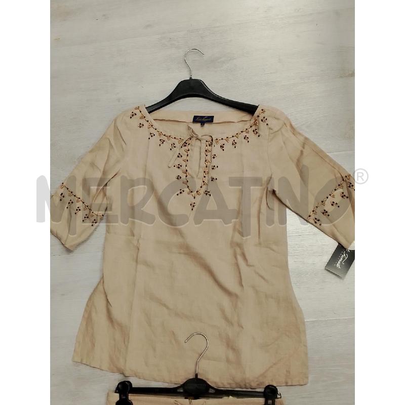 COMPLETO DONNA LUISA SPAGNOLI BEIGE LINO PERLINE  | Mercatino dell'Usato San giovanni teatino 2