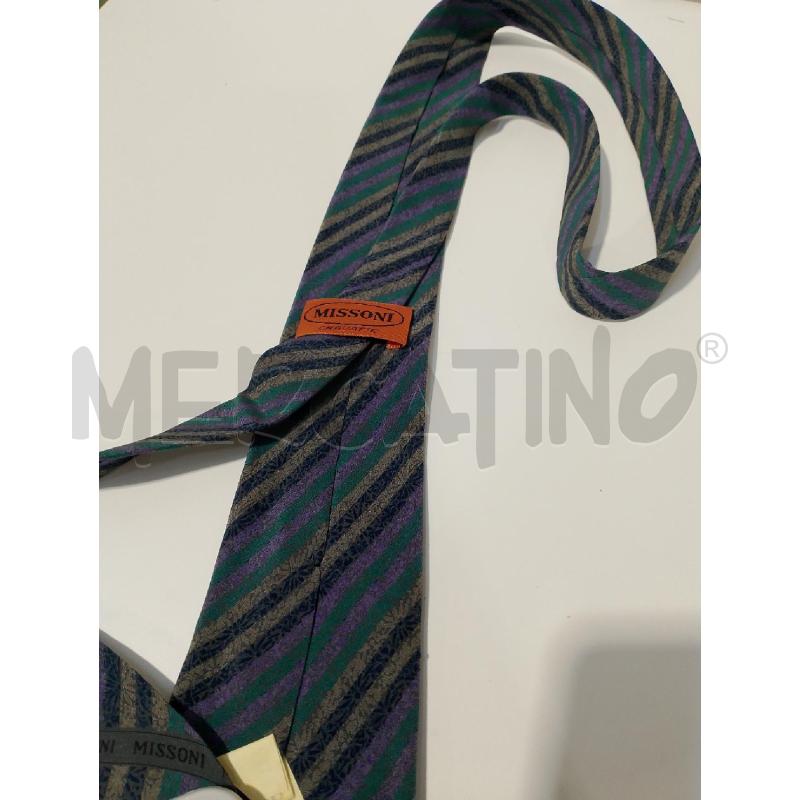 CRAVATTA MISSONI RIGHE GRIGIE AZZURRE  | Mercatino dell'Usato San giovanni teatino 3