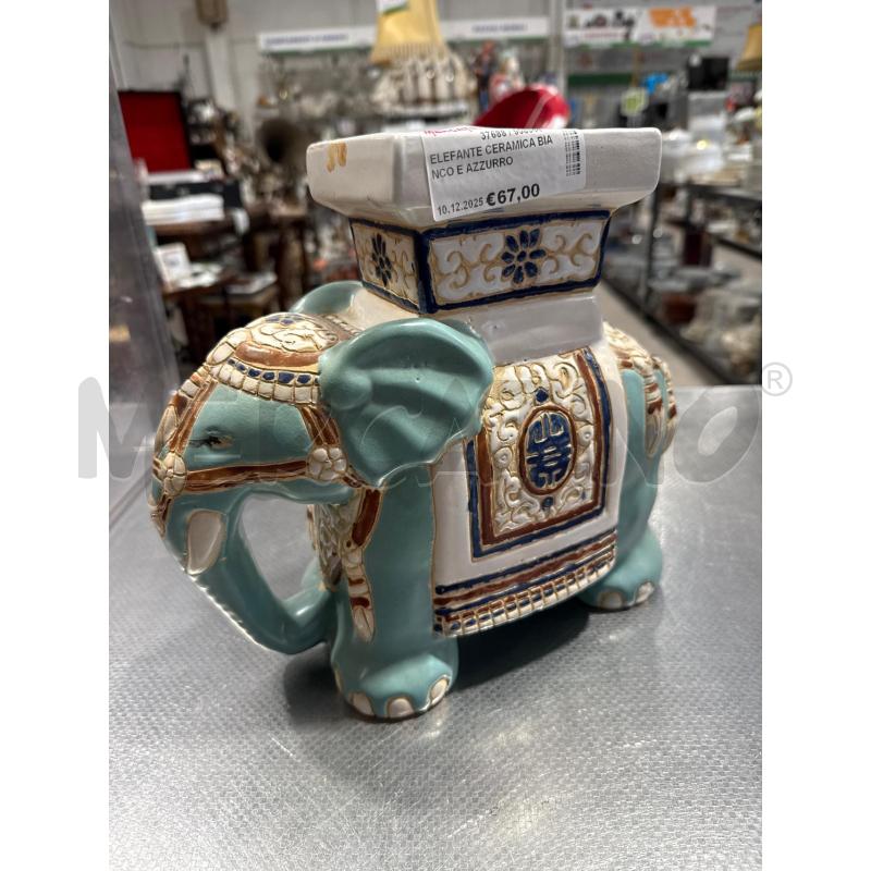 ELEFANTE CERAMICA BIANCO E AZZURRO  | Mercatino dell'Usato San giovanni teatino 1