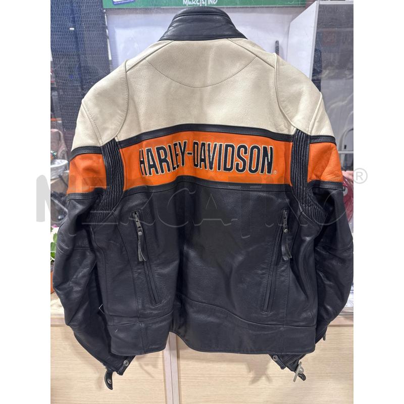 GIACCA UOMO HARLEY DAVIDSON PELLE NERA BEIGE ARANCIONE | Mercatino dell'Usato San giovanni teatino 2