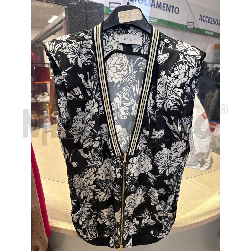 GILET DONNA GAELLE NERO FIORI BIANCHI | Mercatino dell'Usato San giovanni teatino 1