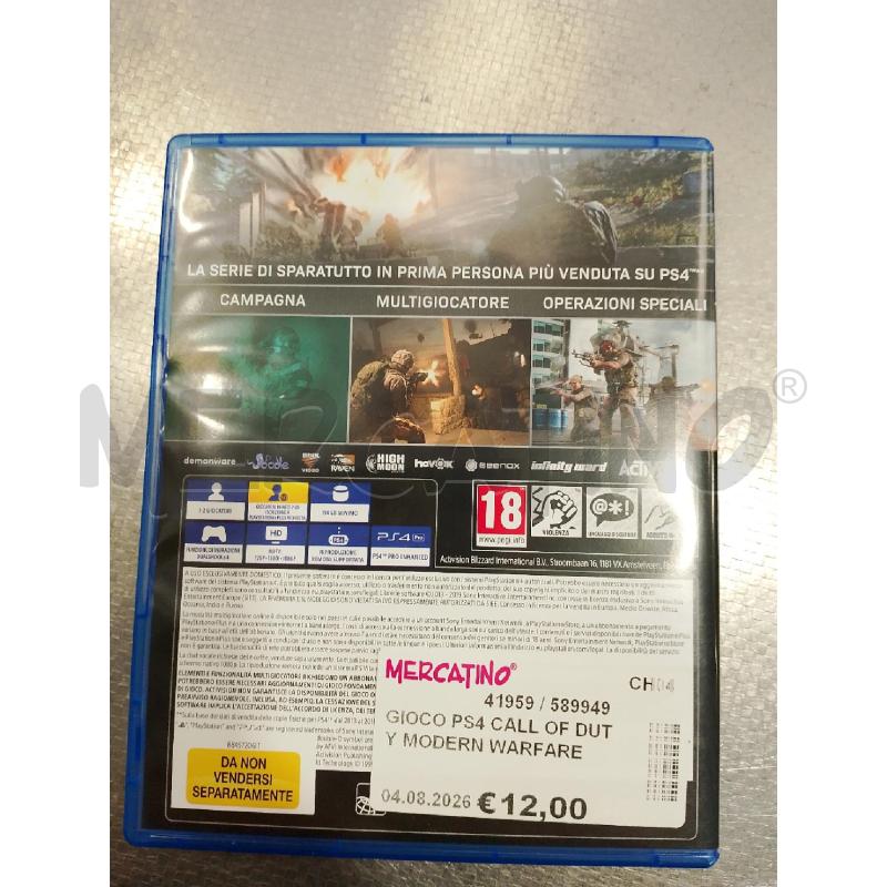 GIOCO PS4 CALL OF DUTY MODERN WARFARE | Mercatino dell'Usato San giovanni teatino 2