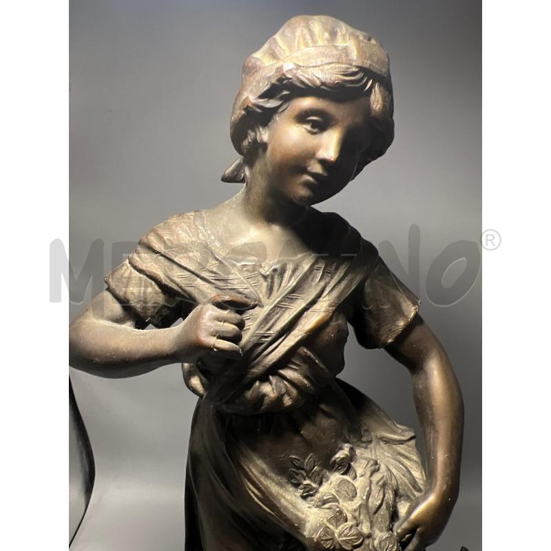 GIOVANE PASTORELLA H. F. MOUREAU STATUA VECCHIA METALLO  | Mercatino dell'Usato San giovanni teatino 3