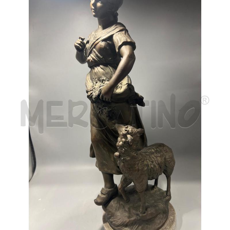 GIOVANE PASTORELLA H. F. MOUREAU STATUA VECCHIA METALLO  | Mercatino dell'Usato San giovanni teatino 5