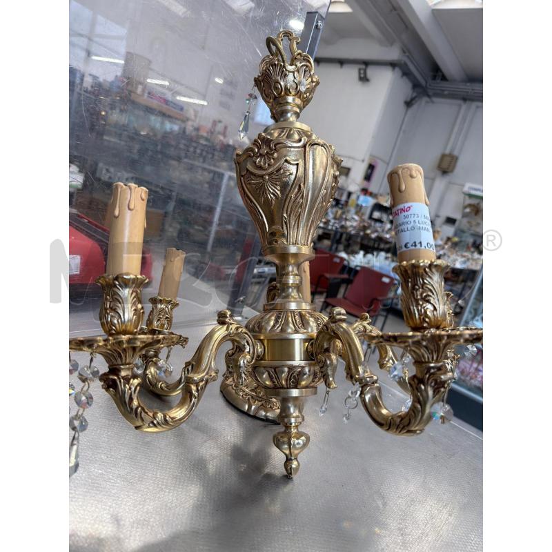 LAMPADARIO 5 LUCI DORATO METALLO -MANCANO GOCCIE | Mercatino dell'Usato San giovanni teatino 1