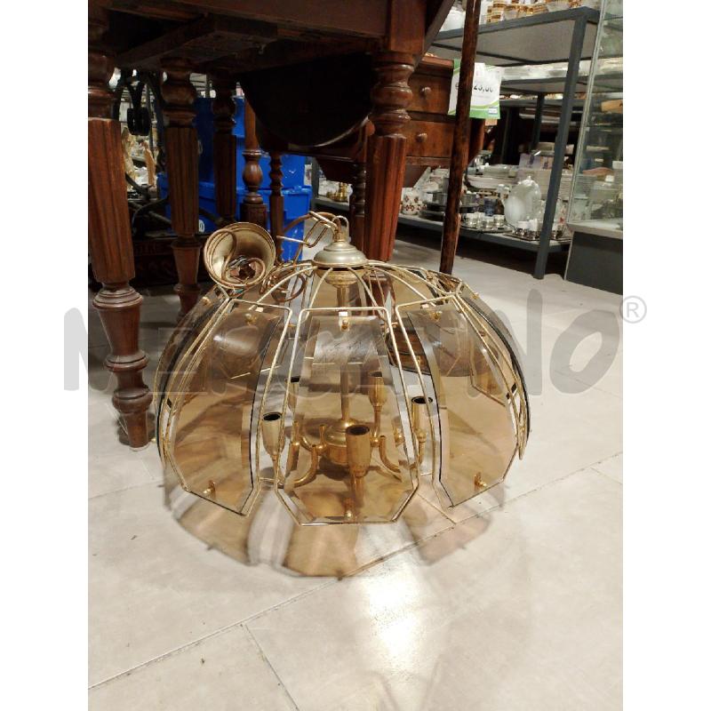 LAMPADARIO 5 LUCI VETRO  CURVO DORATO  | Mercatino dell'Usato San giovanni teatino 1