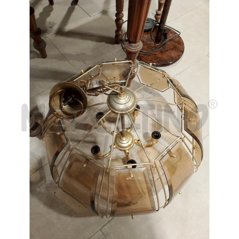 LAMPADARIO 5 LUCI VETRO  CURVO DORATO  | Mercatino dell'Usato San giovanni teatino 2