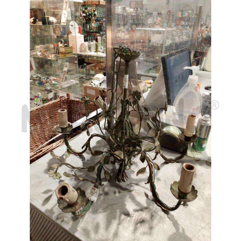 LAMPADARIO FERRO BATTUTO FOGLIE VERDE | Mercatino dell'Usato San giovanni teatino 1